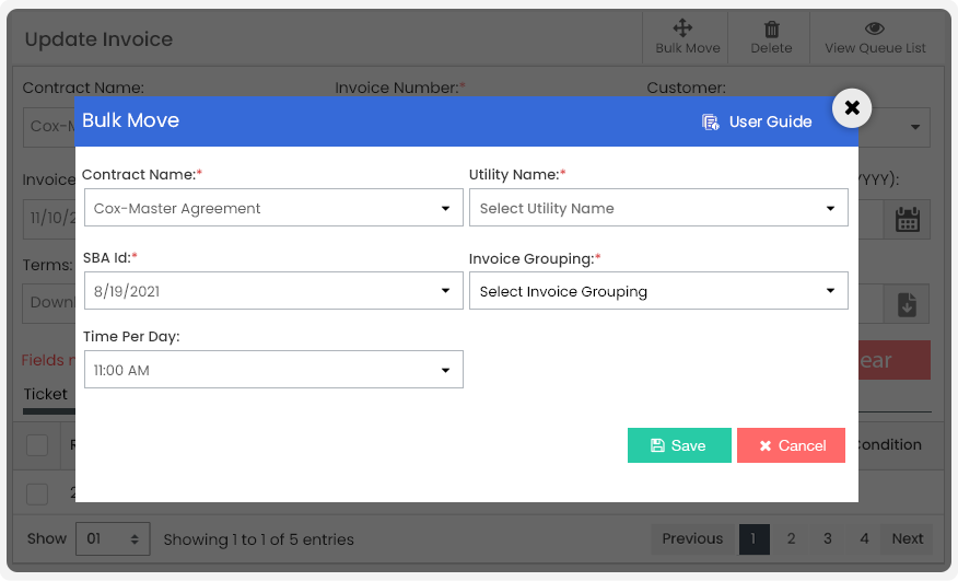 Invoice Bulk Move